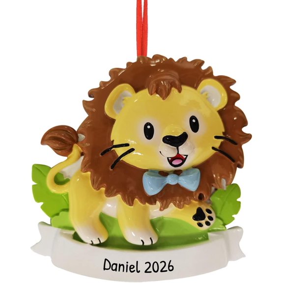 Personalized Baby's First Christmas Ornaments 2025 -Custom Christmas Ornament Blue Baby Boy Lion Figurine First Christmas Ornament Gender Reveal Ornament Newborn Baby Lion Ornaments