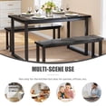 thumbnail image 6 of PAPROOS Dining Table Set for 4, 3-Piece Kitchen Table Set with 2 Benches, Dining Room Table Set with Metal Frame, Breakfast Nook Furniture Set for Home Cafeteria Bar Dining Room, Black, 6 of 8