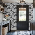 thumbnail image 3 of Peel and Stick Wallpaper Rose Hydrangea Floral Elegant Black White Vintage Wall Mural 17.7in x 9.8ft Self Adhesive Removable Wall Paper Renter Friendly Wallpaper for Nursery Bedroom Cabinets, 3 of 8
