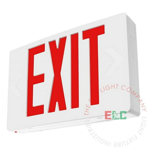 LFI Lights | Standard Red LED Exit Sign | White Housing | Battery Backup [LED-R-W-BB]