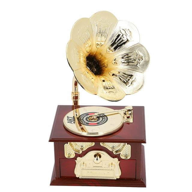Gramophone Music Box, Classical Trumpet Gramophone, Cosmetic Box and Jewelry Box for Home Table Desk Decorations