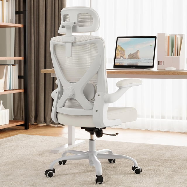 Ergalithic Silla de Oficina ergonómica en Forma de, cómoda, Silla de Juegos, Silla de Oficina con Soporte Lumbar, sillas de Oficina de Malla con reposacabezas, Silla de computadora para (Blanco)