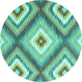thumbnail image 1 of Ahgly Company Machine Washable Indoor Round Southwestern Turquoise Blue Country Area Rugs, 3' Round, 1 of 4