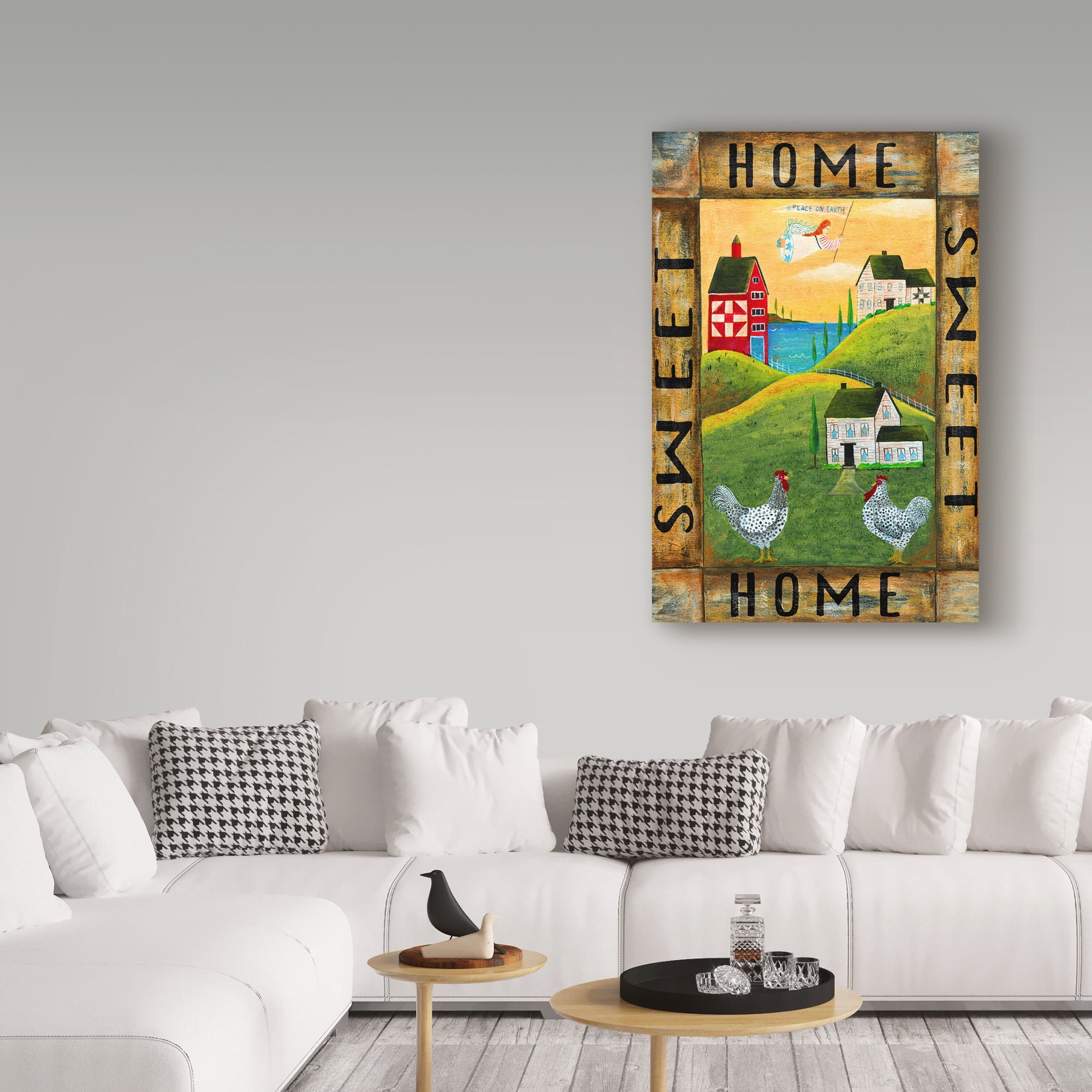 Trademark Fine Art 'Home Sweet Home Chicken Rooster Angel Flag ' Canvas Art by Cheryl Bartley