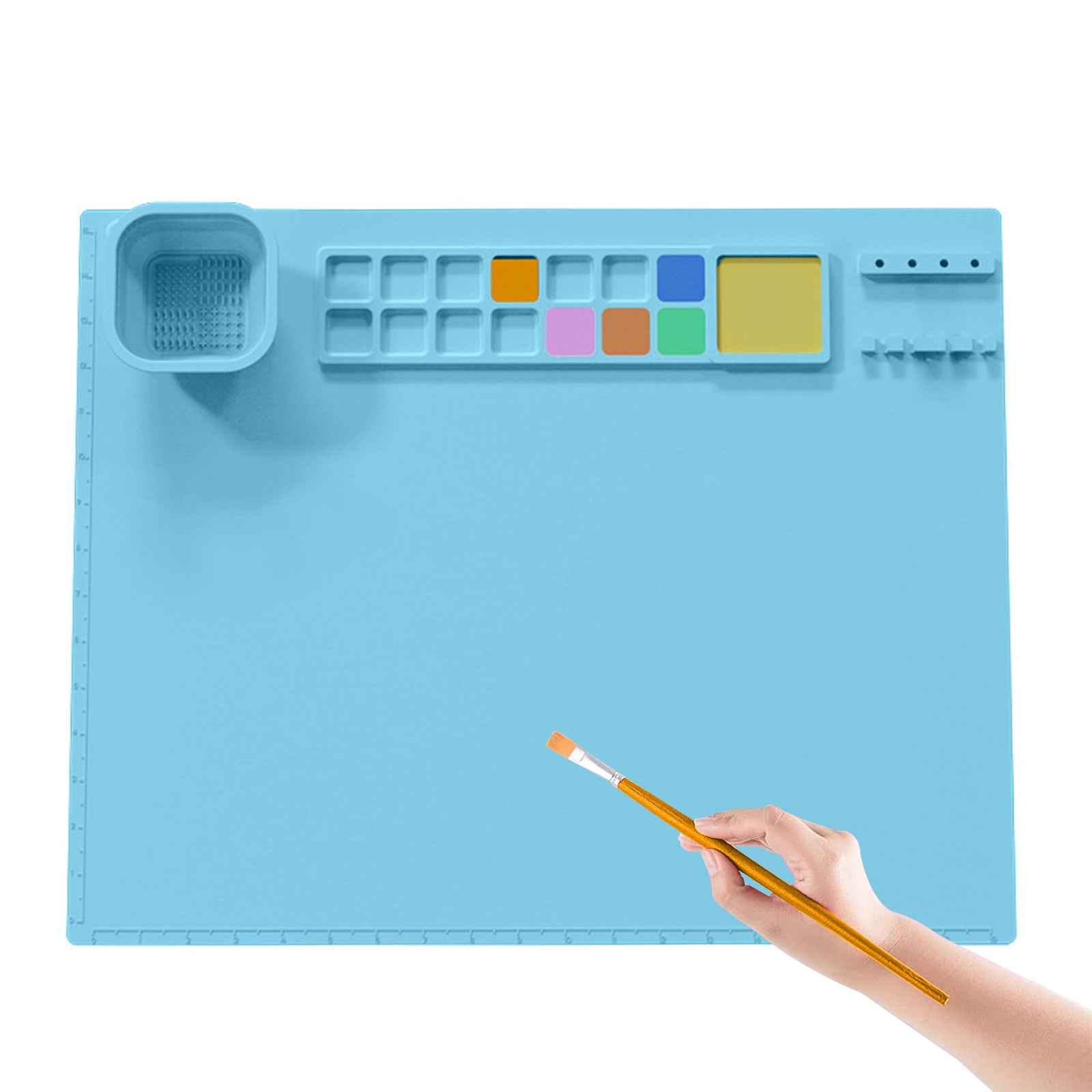  Silicone Painting Mat - 19.7X15.7 Silicone Art Mat with 1  Water Cup for Kids - Silcone Craft Mat has12 Color Dividers - 2 Paint  Dividers (White) : Arts, Crafts & Sewing