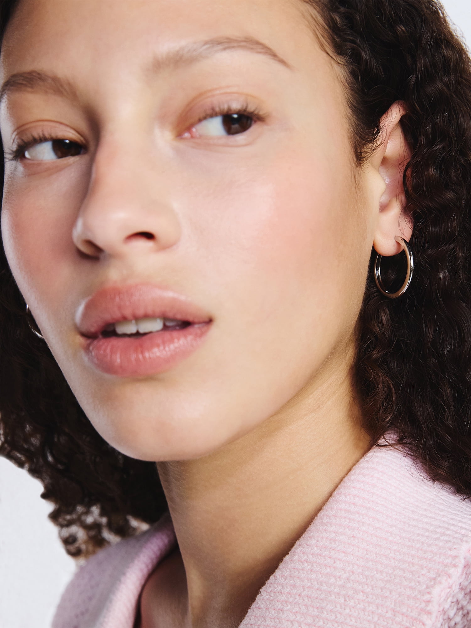 Free Assembly Women's Demi Fine Silver Plated Duo Round Hoop Earring Set, 2-Pairs
