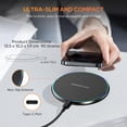 thumbnail image 3 of Wireless Charger Compatible with iPhone 16 15 14 13 12 11 Pro Max/Mini/Plus/XR/X/8, 15W Max Fast Wireless Charging Pad Mat for Samsung Galaxy S23/S22/S21/S20/S10, Galaxy Buds, 3 of 6