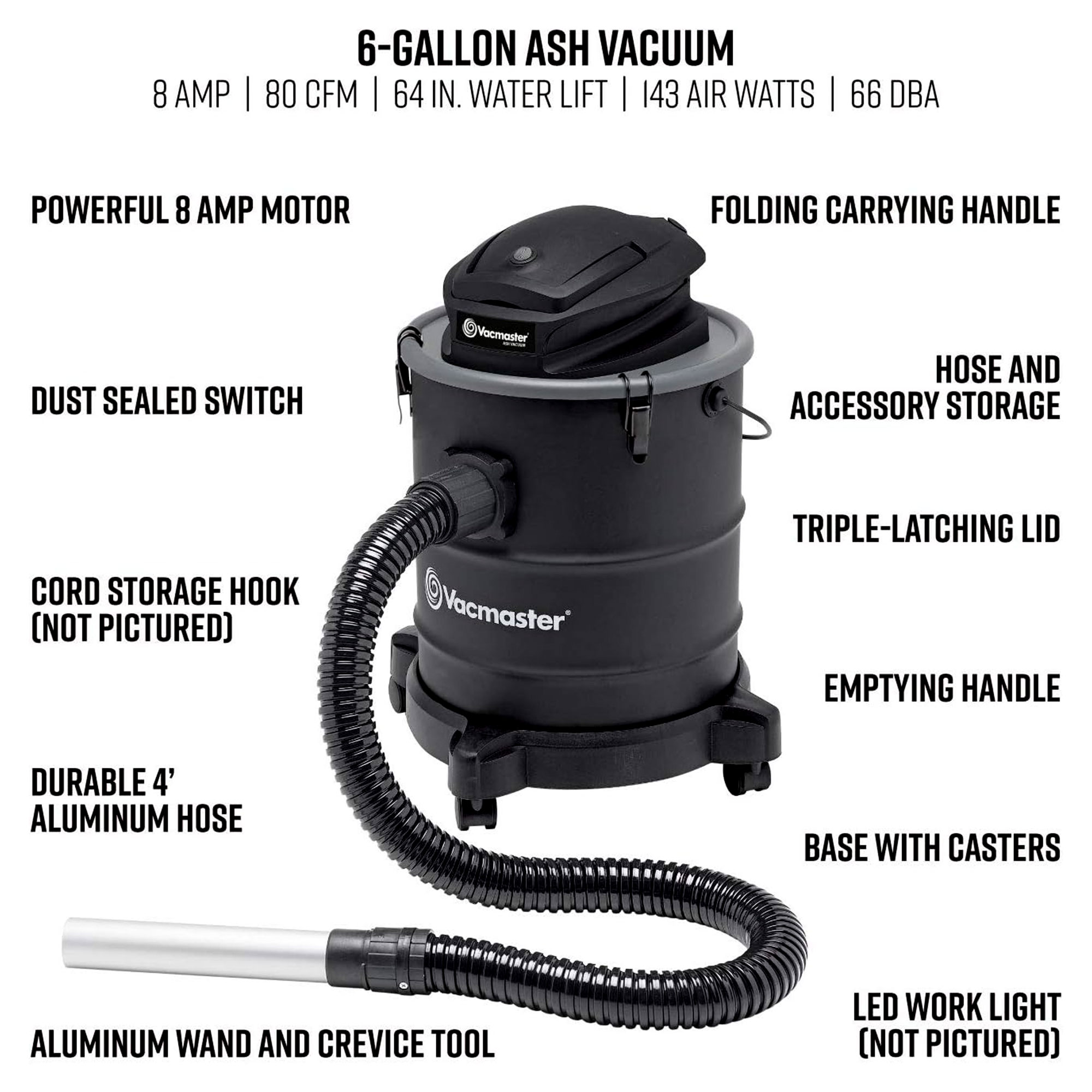 Vacmaster 6 Gallon 8 Amp Ash Vacuum, EATC608S - image 2 of 9