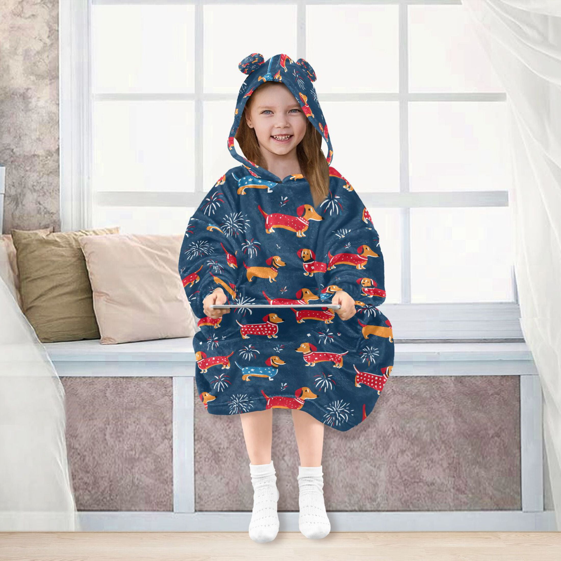 joogoo Blanket Hoodie for Dachshund Cute Dogs Oversize Sweatshirt 3-14 YR L