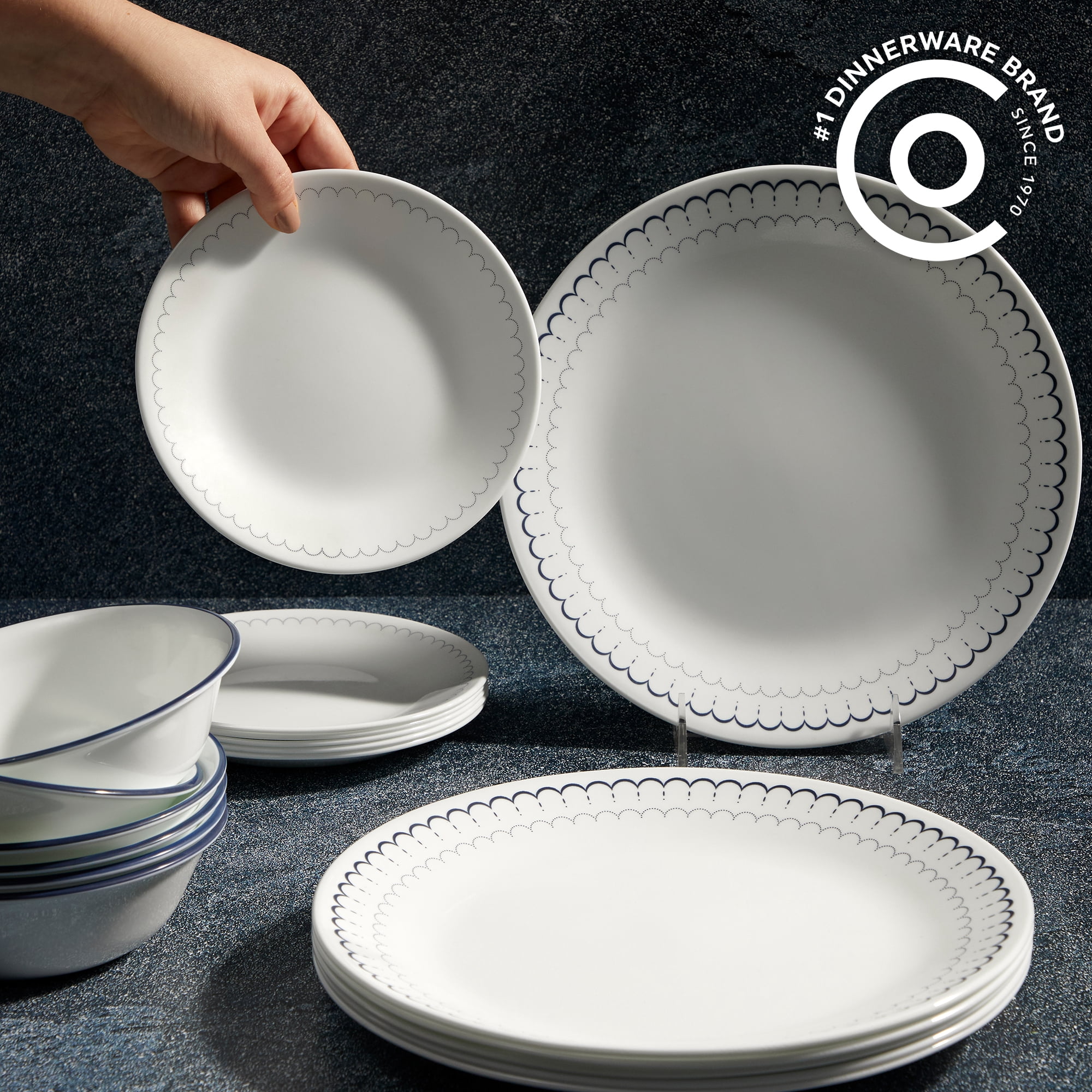 Corelle Caspian Lace 66-Piece Glass Dinnerware Set (Service for 12)