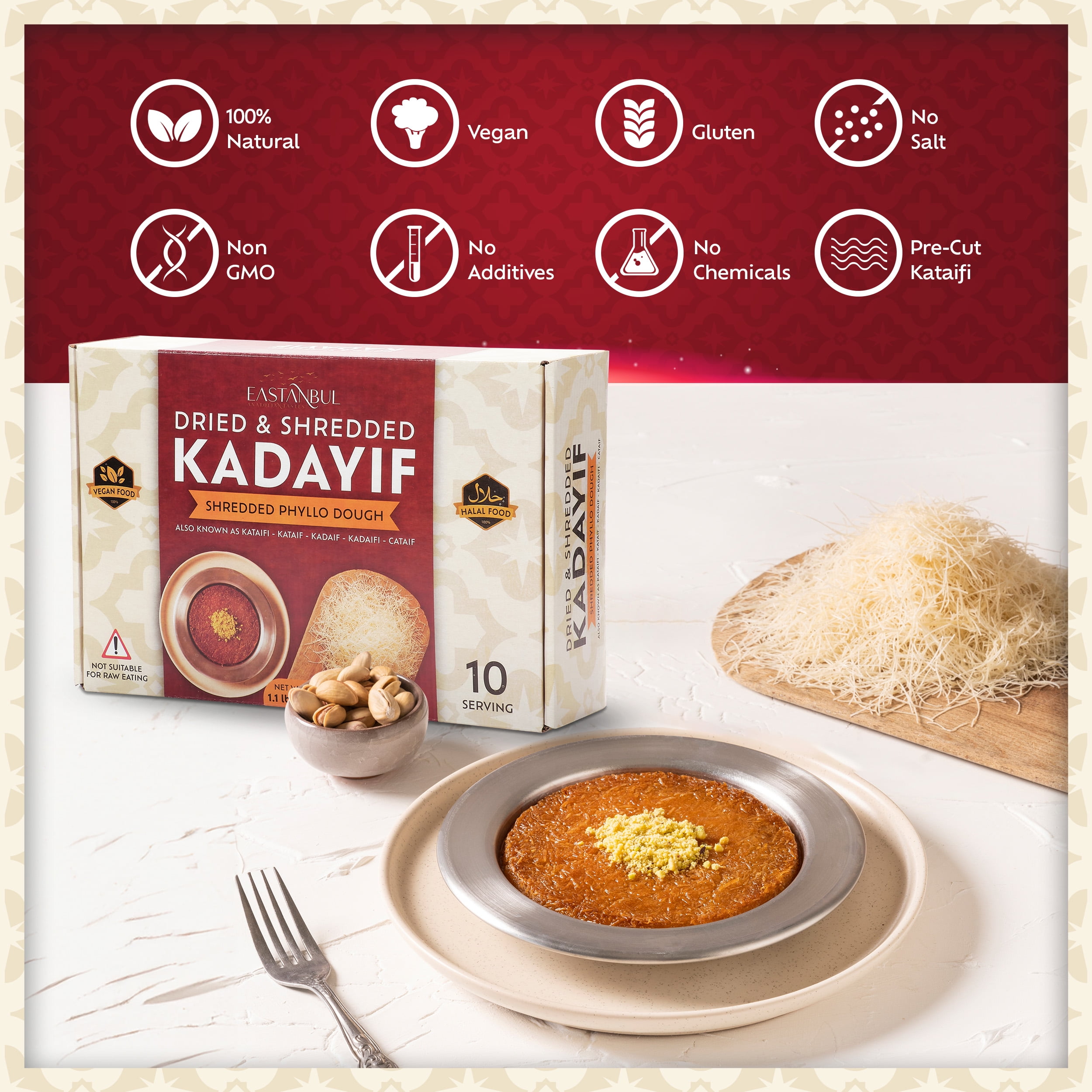 Eastanbul Dried Kataifi Shredded Fillo Dough Box 500 Gram