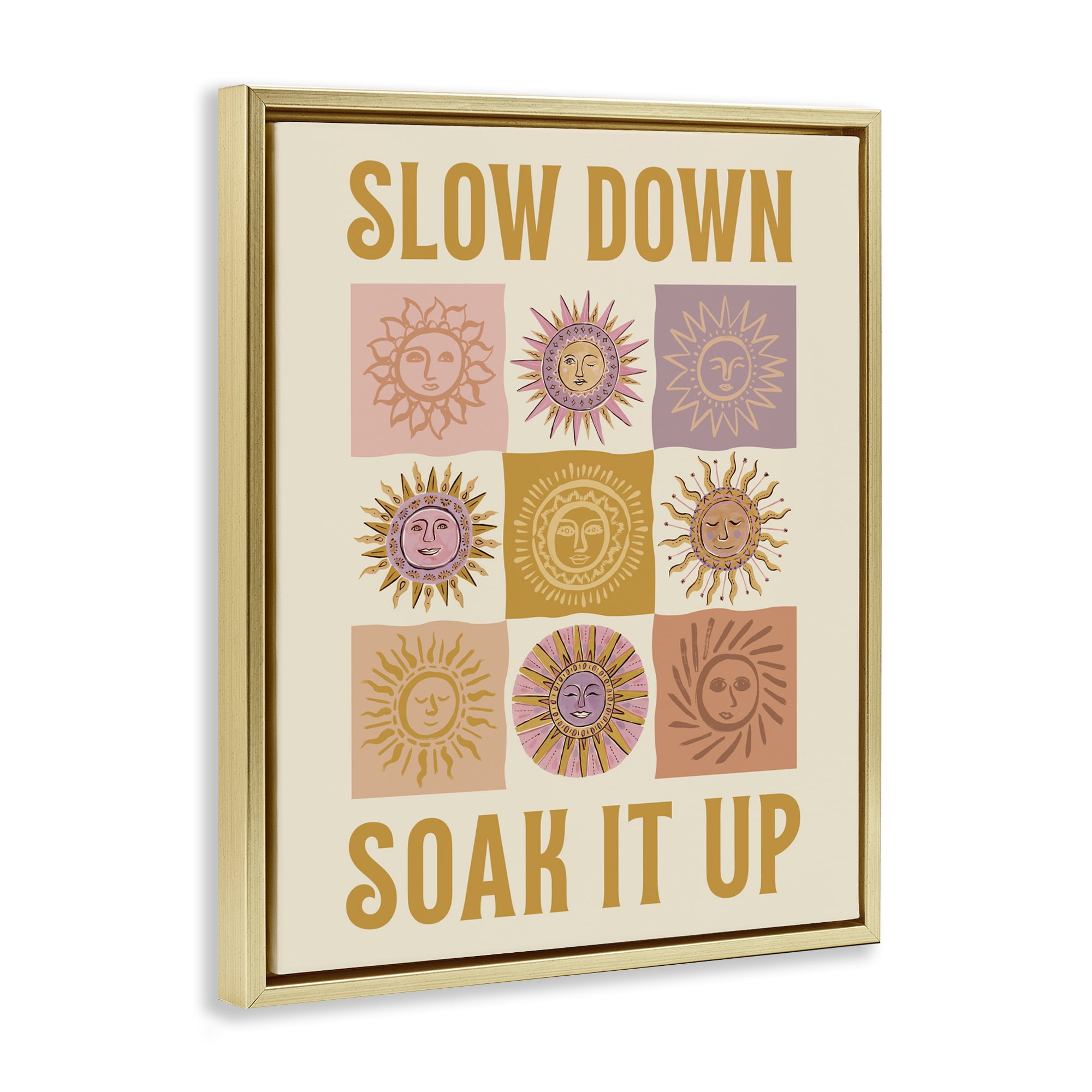Stupell Industries Slow Down Soak It Up Gold Framed Floater Canvas Wall Art, design by Two If By Sea Studios