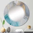 thumbnail image 2 of DESIGN ART Designart 'Turquoise And Blue Liquid Ink' Printed Modern Wall Mirror 24in.x36in., 2 of 5