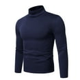 thumbnail image 2 of Wyobmus Men's Casual Slim Fit Basic Tops Spring Solid Color Long Sleeve Lightweight Turtleneck Pullover Sweater I-Navy, 2 of 6