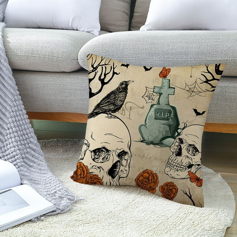 MIULEE Halloween Decor Pillow Covers Fall Decorative Pillows Farmhouse  Throw Pillow Cases Pillowcases Ghost Spooky Vibe for Sofa 4 Pack