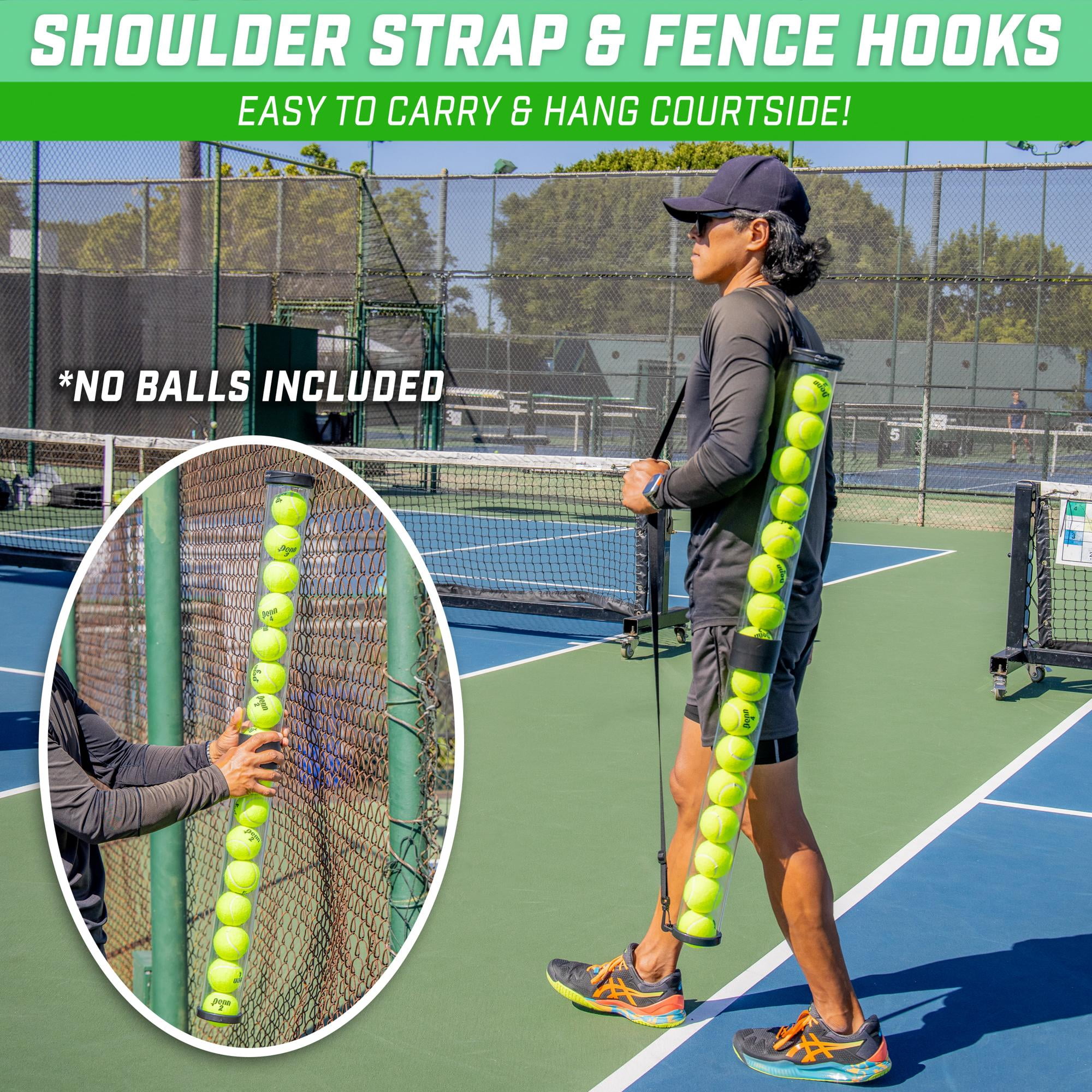 GoSports Pickleball & Tennis Pickup Clear Tube - Ball Retriever Holder, Fits 14 Pickleballs