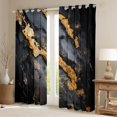 thumbnail image 2 of Manfei Aesthetic Marble Kitchen Curtains, Foil Black Out Curtains Pack of 2 (42x63 Each), Black and Gold, 2 of 6