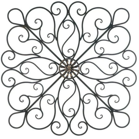 UPC: 0849179022136 | Wrought Iron 36-inch Bronze Scrolled Wall Decor