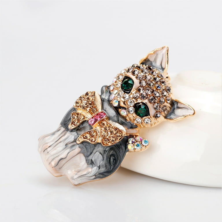 1Pcs Fashion Crystal Breastpin Lovely Cat Shaped Brooch Cloth Accessory for  Girls Women 
