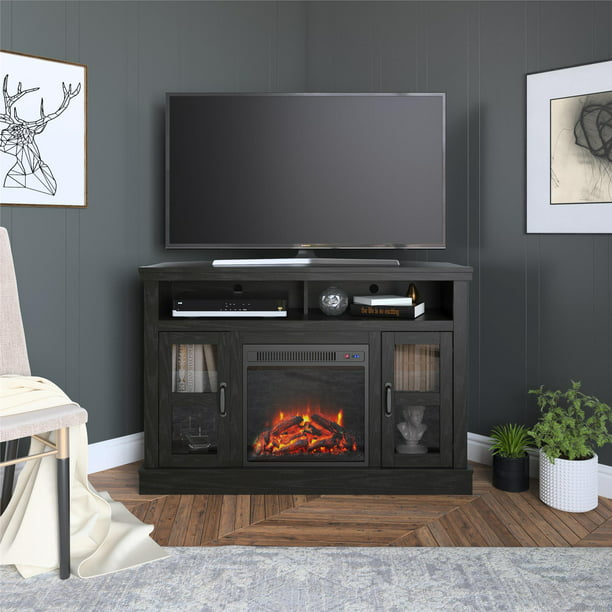 Ameriwood Home Caprice Corner TV Stand with Fireplace for ...