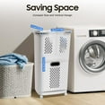 2-Tier Rolling Laundry Basket, 3 Compartments Laundry Hamper with ...