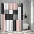 thumbnail image 3 of Shower Curtain Modern Geometric Splicing Bathroom Curtains with Hooks, Waterproof Fabric Abstract Pink Blocks Bath Shower Curtains Set for Bathroom Bathtubs Decor 72x72 Inch, 3 of 9
