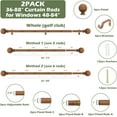 thumbnail image 6 of 2 Pack Brown Wood Grain Ball Adjustable Curtain Rods, 36-88" Heavy Duty, Farmhouse Rustic Window Curtain Rods, 6 of 7