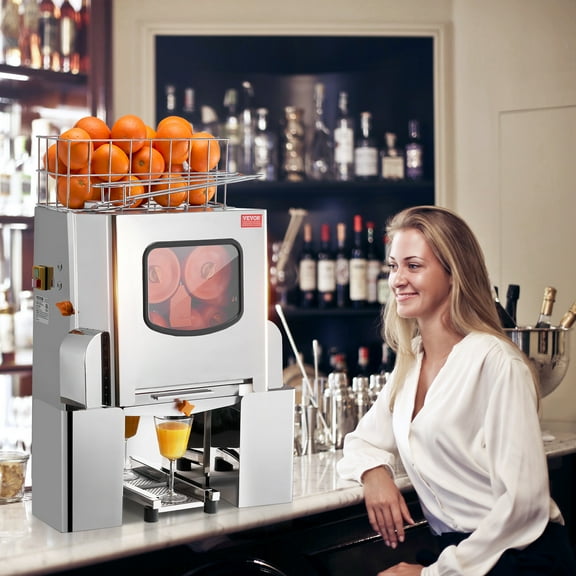 KFFKFF Commercial Orange Juicer Machine 120W Stainless Steel Squeezer Extractor