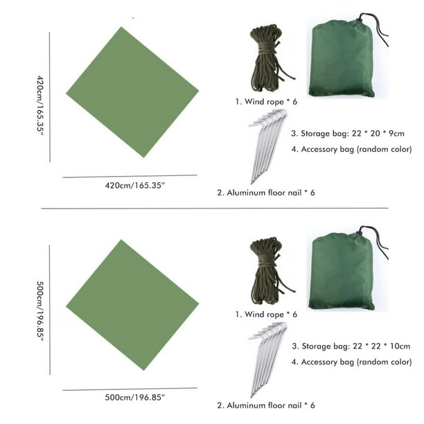 Lona Impermeable Para Acampar Carpa Lona Hamaca Lluvia Mosca Revestimiento De Plata Protección Solar Lona Impermeable Para Acampar Colchoneta De Picnic Multifuncional Para Acampar ANGGREK Otros Deportes