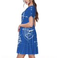 thumbnail image 2 of Haiem Compass Pattern Women's Short-Sleeve Scoop Neck Swing Dress, 2 of 6