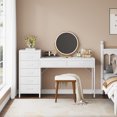 thumbnail image 3 of Condemo Vanity Desk with Reversible Drawer, 55 inch Makeup Vanity Table with 7 Drawers, Make Up Vanities for Women, Girls, All White (Without Mirror), 3 of 7
