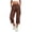 Brown, variant on Women's Cargo Capri Pants, Elastic Waist Side Split Fall Stretchy Casual Cropped Work Trousers Light Blue Size XL