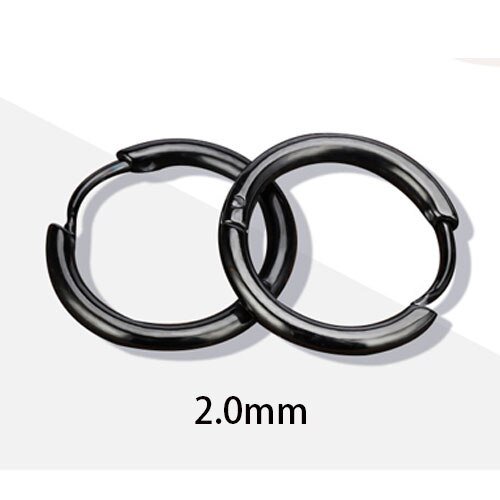 2 unid/set de pendientes de aro pequeños de acero inoxidable para mujeres y hombres, Color dorado, círculo negro, anillo de oreja grueso, pendientes Huggie, Piercing de aro Tan Jianjun unisex