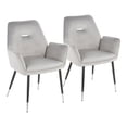 thumbnail image 2 of Lumisource Wendy Glam Chair in Black Metal and Silver Velvet with Chrome Accents - Set of 2, 2 of 11