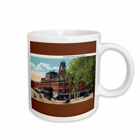 

3dRose The Brooks House Brattleboro Vermont with Antique Cars Ceramic Mug 15-ounce