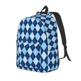 thumbnail image 1 of Disketp Blue Squares print Canvas Backpack Lightweight Travel Daypack Student Rucksack Laptop Backpack-Small, 1 of 4