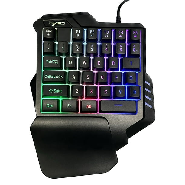 Usb Wired 35keys One-handed RGB Gaming Keyboard and Mouse 6400 Dpi