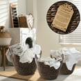 thumbnail image 2 of Casafield Set of 3 Boat Baskets with Handles - Espresso, Woven Water Hyacinth Storage Organizers for Blankets, Laundry, Bathroom, Bedroom, Living Room, 2 of 7