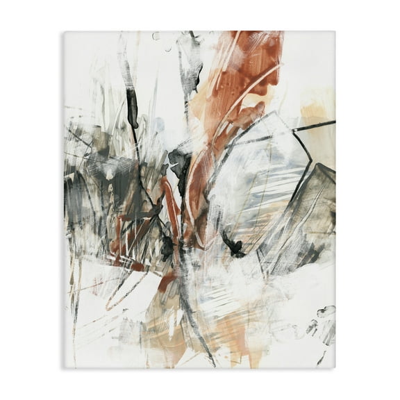 Stupell Industries Chaotic Terracotta & Grey Abstract Painting Wrapped Canvas Art Print Wall Art, 16 x 20