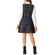 thumbnail image 3 of Vestido Pinafore U Cuello Tweed Cuadrícula A-Line S Negro para Mujeres Inspire Chic, 3 of 6