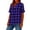 (New)Purple, variant on Vivianyo HD Womens V Neck Plaid Shirts with Short Sleeve, Button Down Roll Up Tops ,Womens Plus,Purple, Size S-5XL