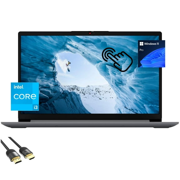 Lenovo Ideapad 1i Laptop, 15.6" FHD Touchscreen Display, 12th Gen Core i3-1215U (Up to 4.40 GHz), 16GB RAM, 512GB PCIe SSD, WiFi 6, Keypad, Webcam, USB-C, SD Card Reader, PDG HDMI Cable, Win 11 Pro