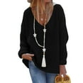 thumbnail image 4 of BVOFAR Womens Trendy Knit Sweater Oversized Loose Chunky Pullovers Casual Long Sleeve V Neck Sweaters Solid Color Daily Going out Tops, 4 of 7