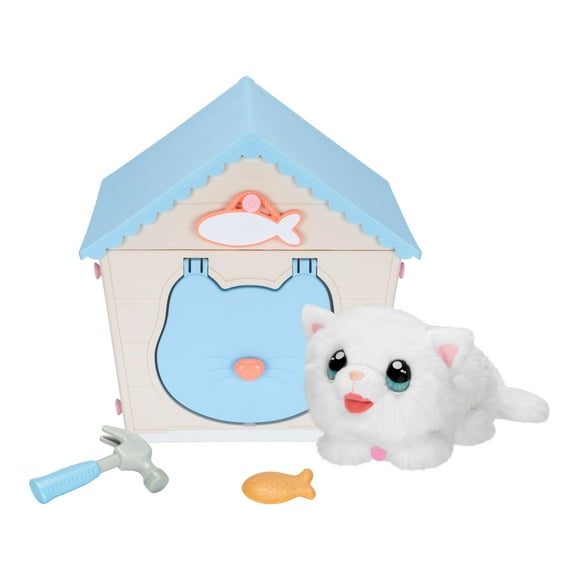 Little Live Pets My Kitty's Home | Interactive Plush Toy Kitten & House, Surprise Reveal with 25+ Sounds & Reactions. Build Kitty's Home - Easy Build DIY Home, Batterie