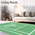 thumbnail image 2 of ODIKA 5'x7' Machine Washable Non-Slip Area Rug, Tennis Court Crossed Rackets High Traffic Rug, Green, 841147, 2 of 7
