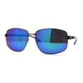 thumbnail image 1 of Xloop Sport Rectangle Metal Rim Color Mirror Officer Sunglasses Gunmetal Teal Mirror, 1 of 4