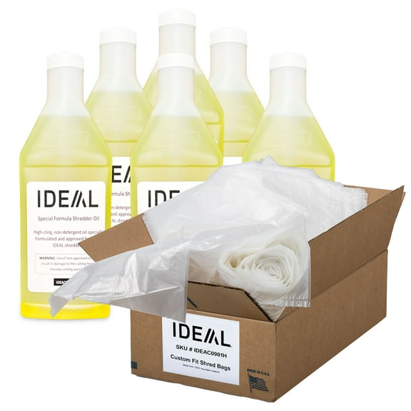 ideal. Shredder Oil and Bag Kit, 56 Gallon Bags (80 Count) and 6 Quarts of Shredder Oil, Works with Most Large shredders and Specifically ideal. Shredder Model 4002 CC, 3105 and 4005 SC, CC, SMC