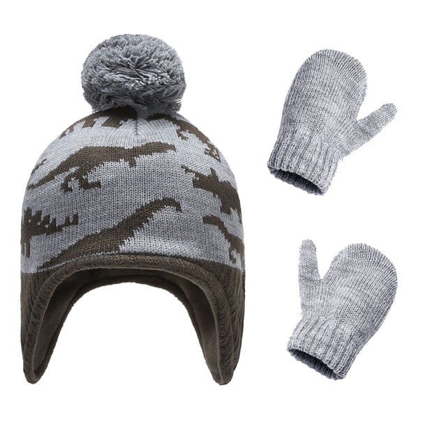 Kit de sombrero y guantes Minnieouse con Diseño de dinosaurios para niños L 4-5 años