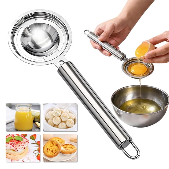 Stainless Steel Egg Yolk Separator, Egg Yolk White Filter Divider Tool with Long Handle, egg Yolks White separator for Kitchen Cooking and Baker