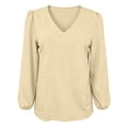 thumbnail image 4 of YUGYXL Women Long Sleeve Shirts Trendy Casual Dressy V Neck Loose Fit Summer Fall Tunic Clothes Yellow Sweatshirt XXXL, 4 of 7